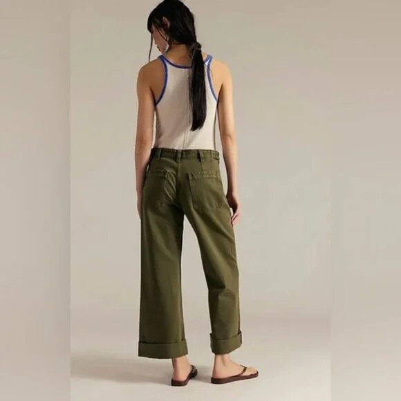 23. We The Free Palmer Cuffed Jeans - color Moss size 30- NWT - Picture 3 of 3